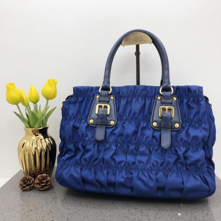 Prada Tessuto Gaufre Nylon Tote Bag in Blue