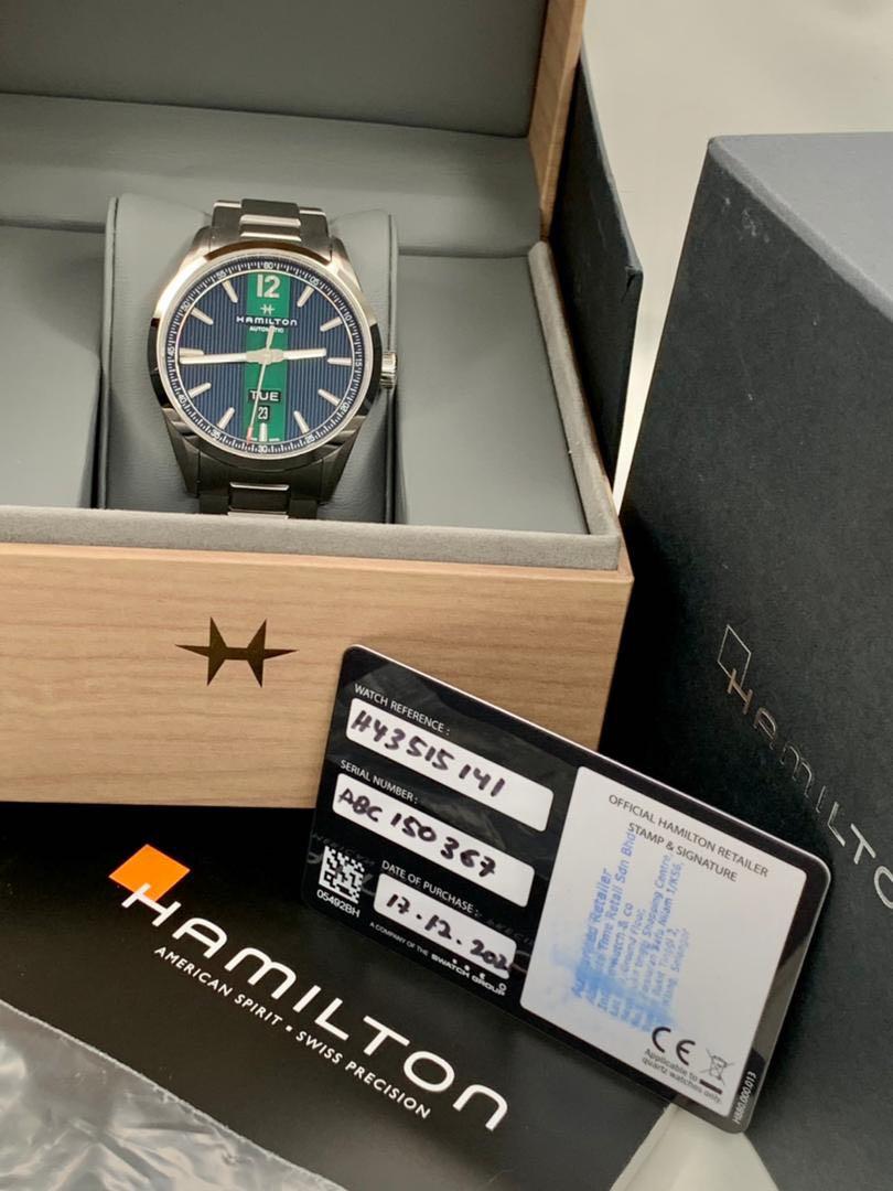 Preowned Hamilton Broadway Day Date Automatic Men s Watch Blue