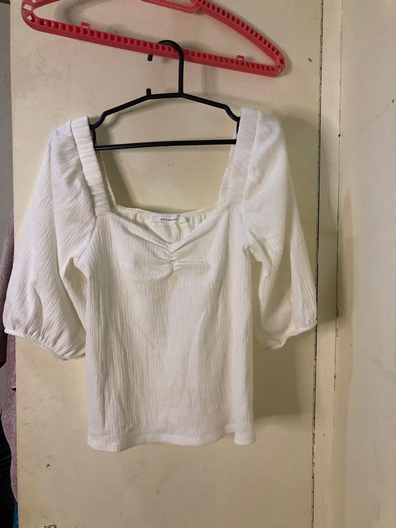 Promod white blouse (Category: Blouses) located in Angeles City. Submitted by maybelynmac (Listing ID 1151950239, Image 1). Description: Wore once M-XL From Paris.