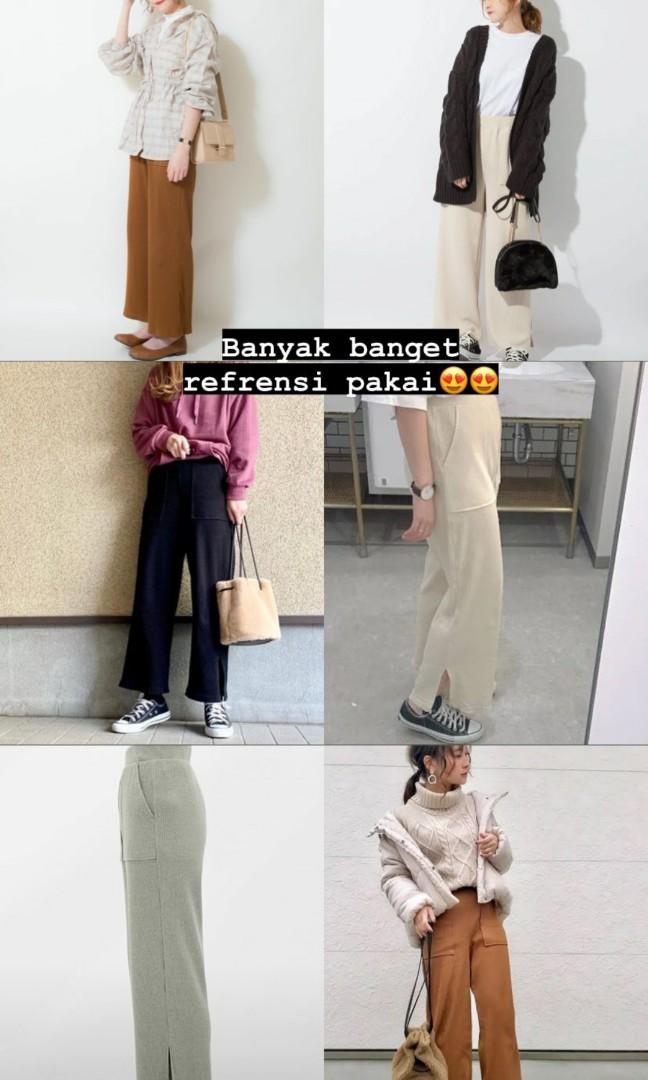 Ribbed Knit Wide Leg Pants by GU 