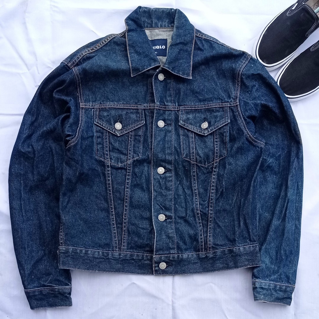 Trucker Jacket Uniqlo, Fesyen Pria 