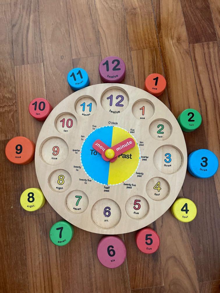 Gd quality Wooden clock to learn time, Hobbies & Toys, Toys & Games on