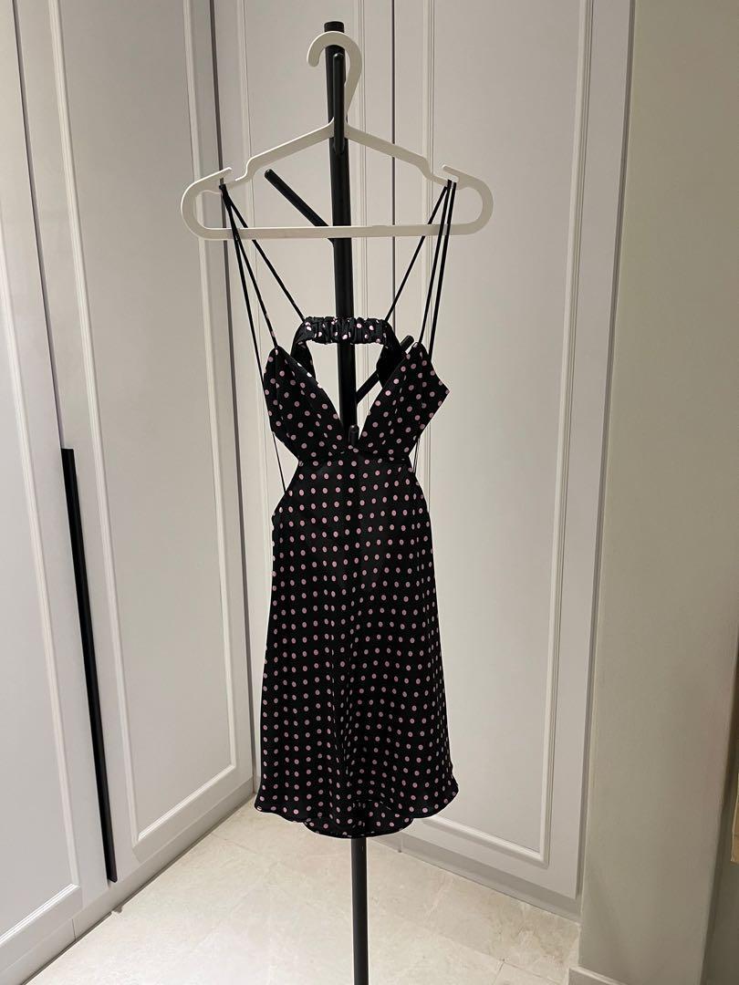 Zara pink and black polka dot dress hotsell