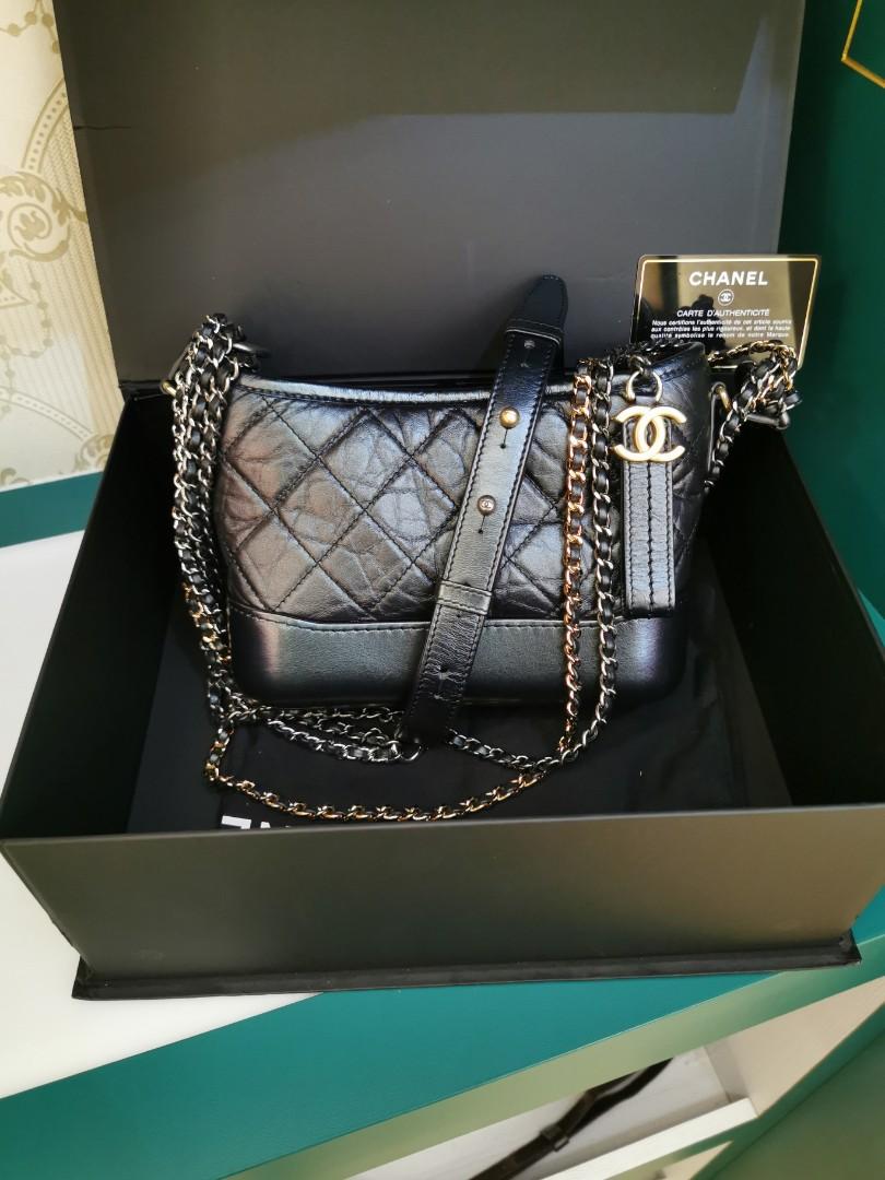 SOLD 27 LNIB Chanel Gabrielle Hobo Small Iridescent Black 3HW