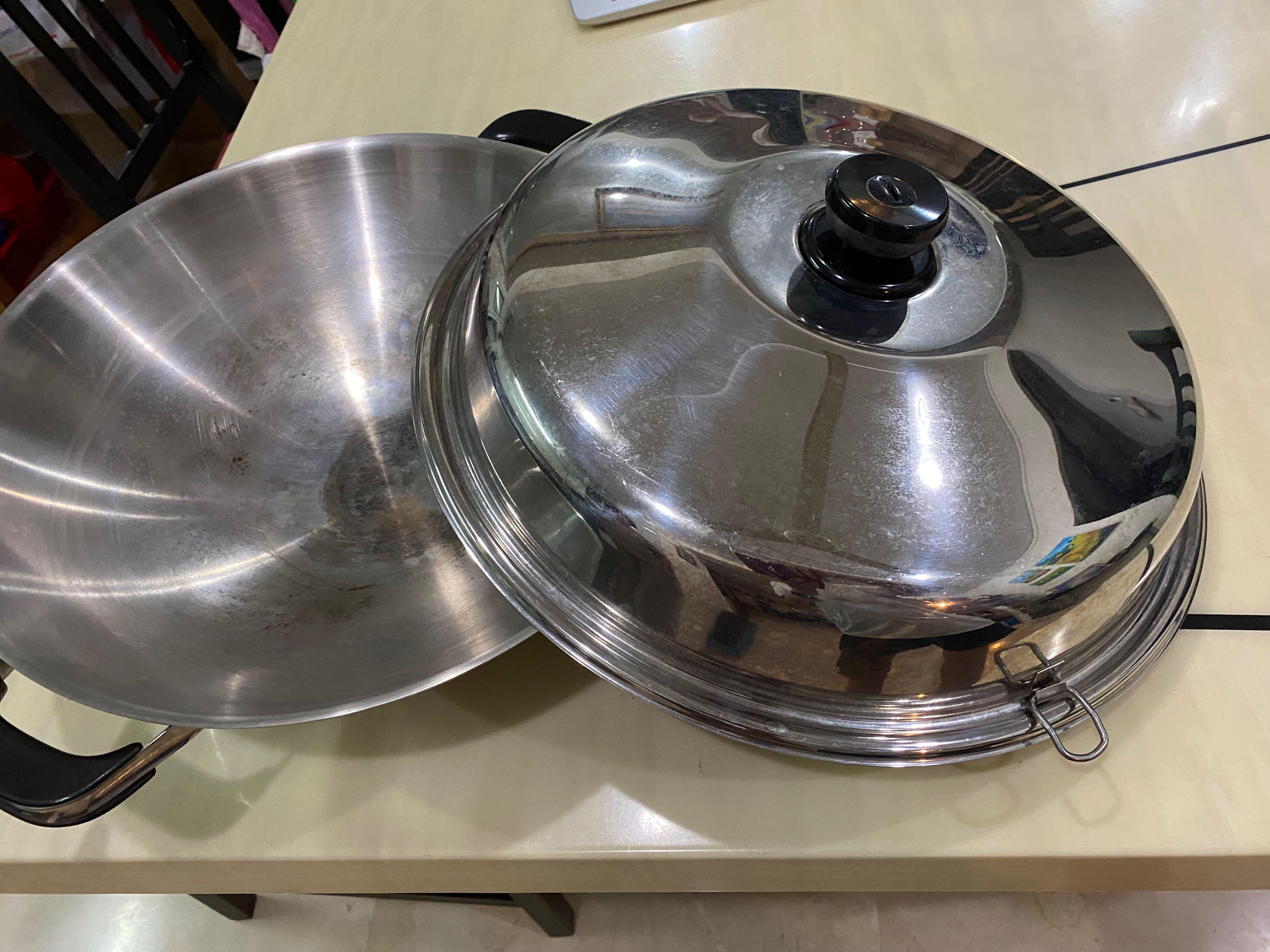 40cm Stainless Steel chinese Wok, Furniture & Home Living, Kitchenware