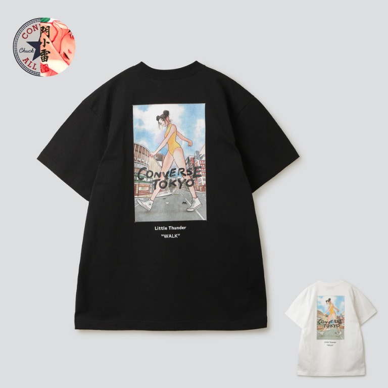 日本直送 日本製 1478 Converse Tokyo Little Thunder 門小雷collaboration 聯乘別注t Shirt Tee Walk 日本炙手可熱的香港插畫家 男裝 上身及套裝 T Shirt 恤衫 有領衫