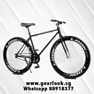 🔥 MARCH SALES 🔥  INSTOCKS Fixie black rim bicycle Road bicycle 26" for food delivery rear rack Single speed mountain road cycle [1-3 Days Delivery].*SELLING FAST*.*GRAB IT NOW*.💥Whatapp us at 88918377