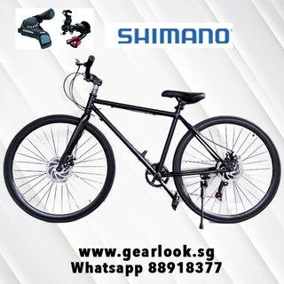 🔥 MARCH SALES 🔥 Shimano 7 Speed Gear Road Bicycle For Food delivery black rim bicycle Road bicycle 26" Disc brakes for food delivery rear rack Thermal Bag Hybrid Bike mountain road cycle [1-3 Days FREE Delivery] 💥Whatapp us at 88918377