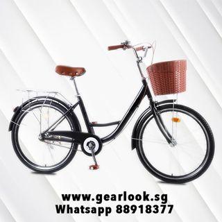 🔥 MARCH SALES 🔥 Vintage Lady bicycle 26" handbrakes mountain bike road bike cycle | Comes with the basket and rear rack Can Add Bicycle Child seat Baby Seat Ladies bike women bike men bicycle [1-3 Days Delivery]💥Whatapp us at 88918377💥
