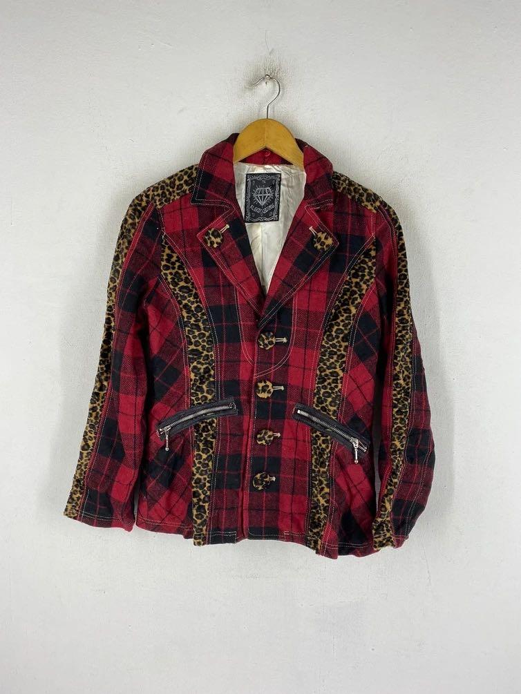 Algonquins Tartan Checker Leopard Design Punk Coat