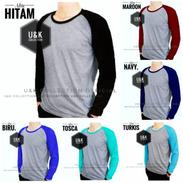 ATASAN UNISEX KAOS RAGLAN POLOS LENGAN PANJANG VUKC 009 WARNA