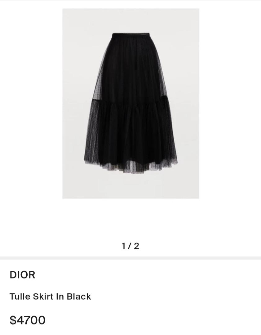 Authentic Christian Dior tulle polka dot skirt black Luxury