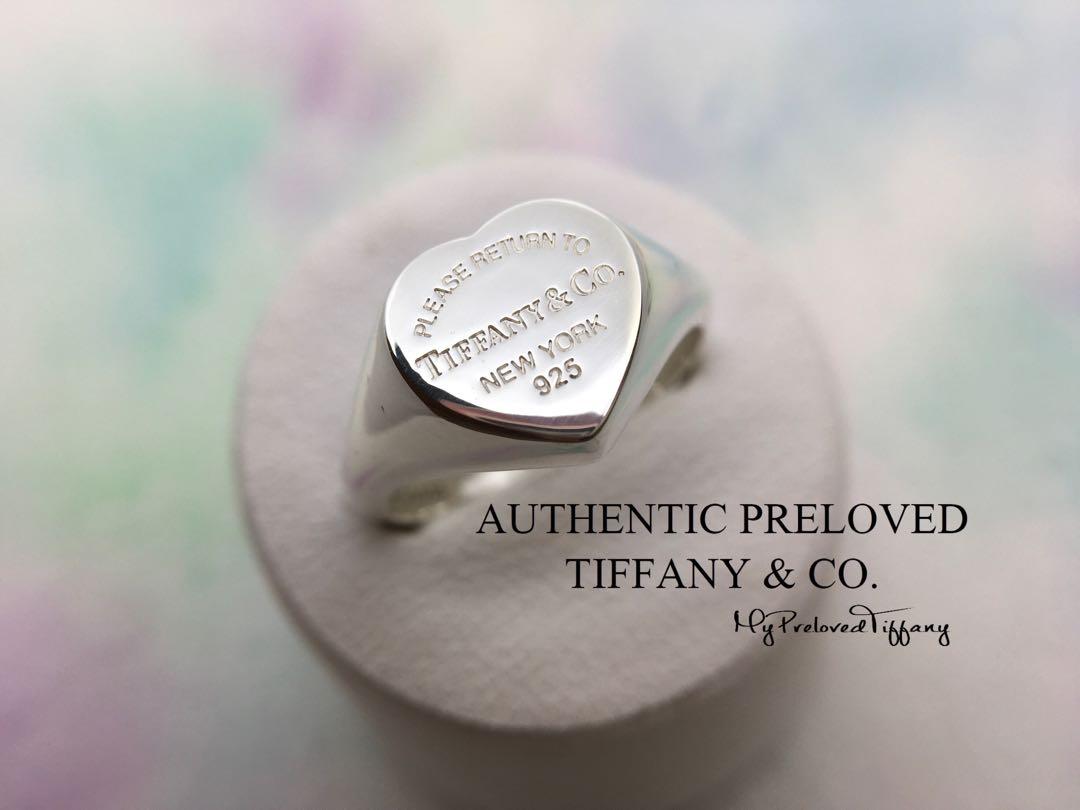 Authentic Tiffany Co. Return To Heart Signet Ring Silver Size
