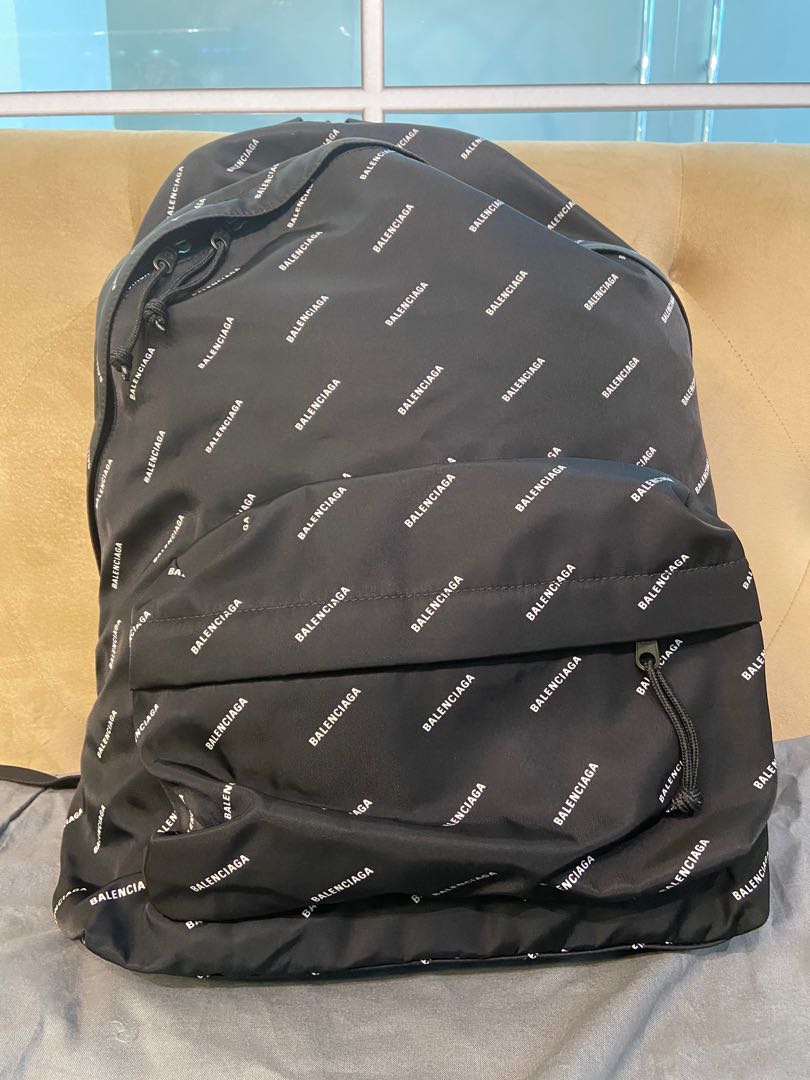 BALO BALENCIAGA Oversized Mini Backpack in BlackWhite Recycled Nylon