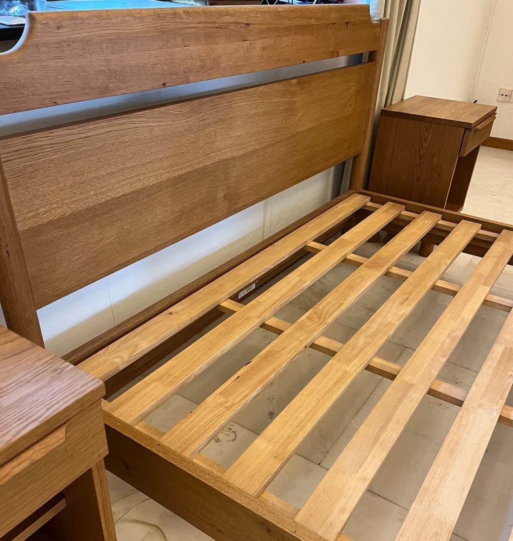 Bed Frame (Oak Japanese) queen, Furniture & Home Living, Furniture
