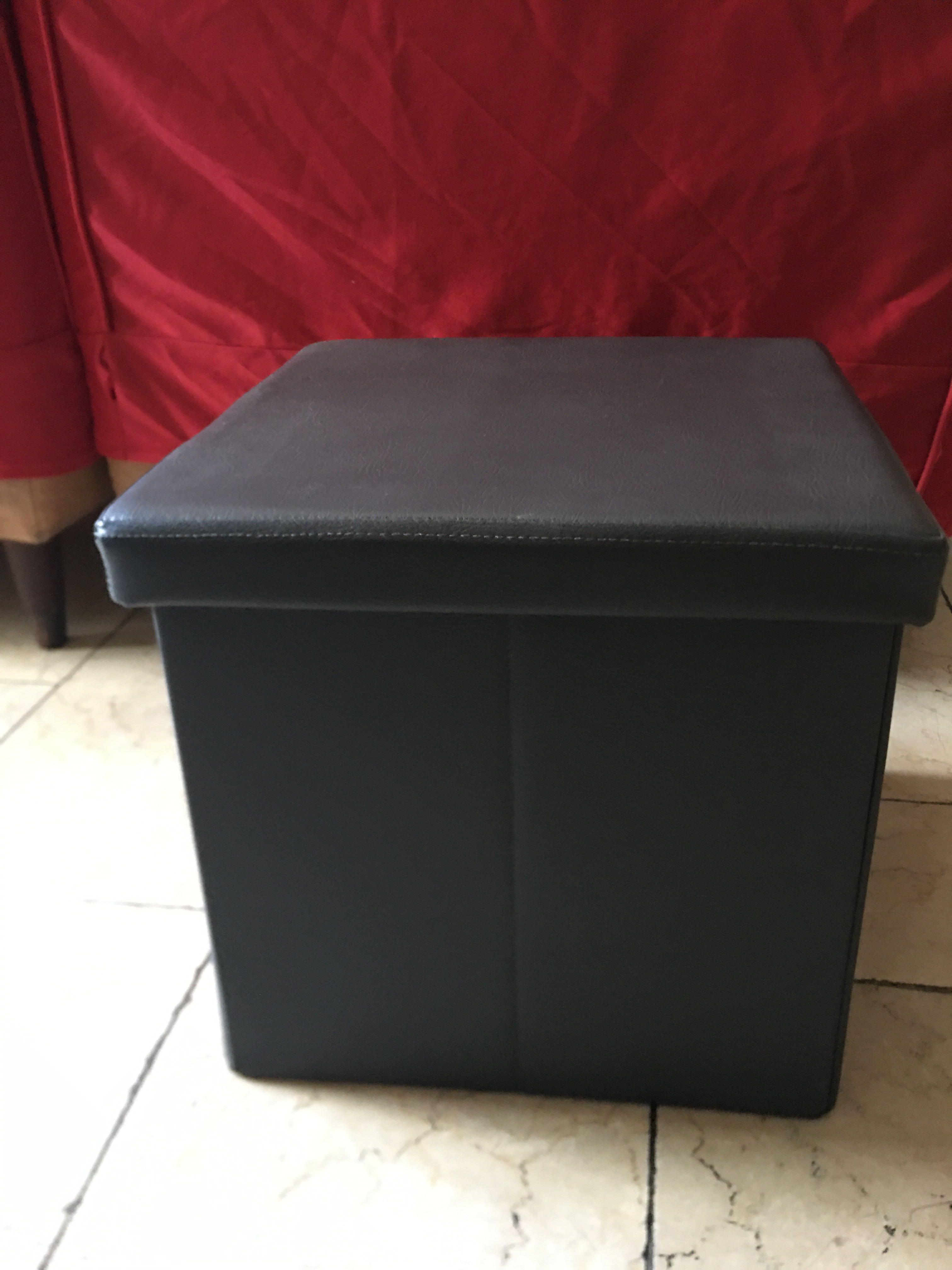 Black Foldable Storage Ottoman US - Used Once (Category: Storage Boxes & Baskets) located in Manila. Submitted by beyondfundraising (Listing ID 1146856240, Image 1). Description: Used Once - US bought Size: 37.5cm x 37.5cm x 36cm Please check pictures to avoid conflict. .
