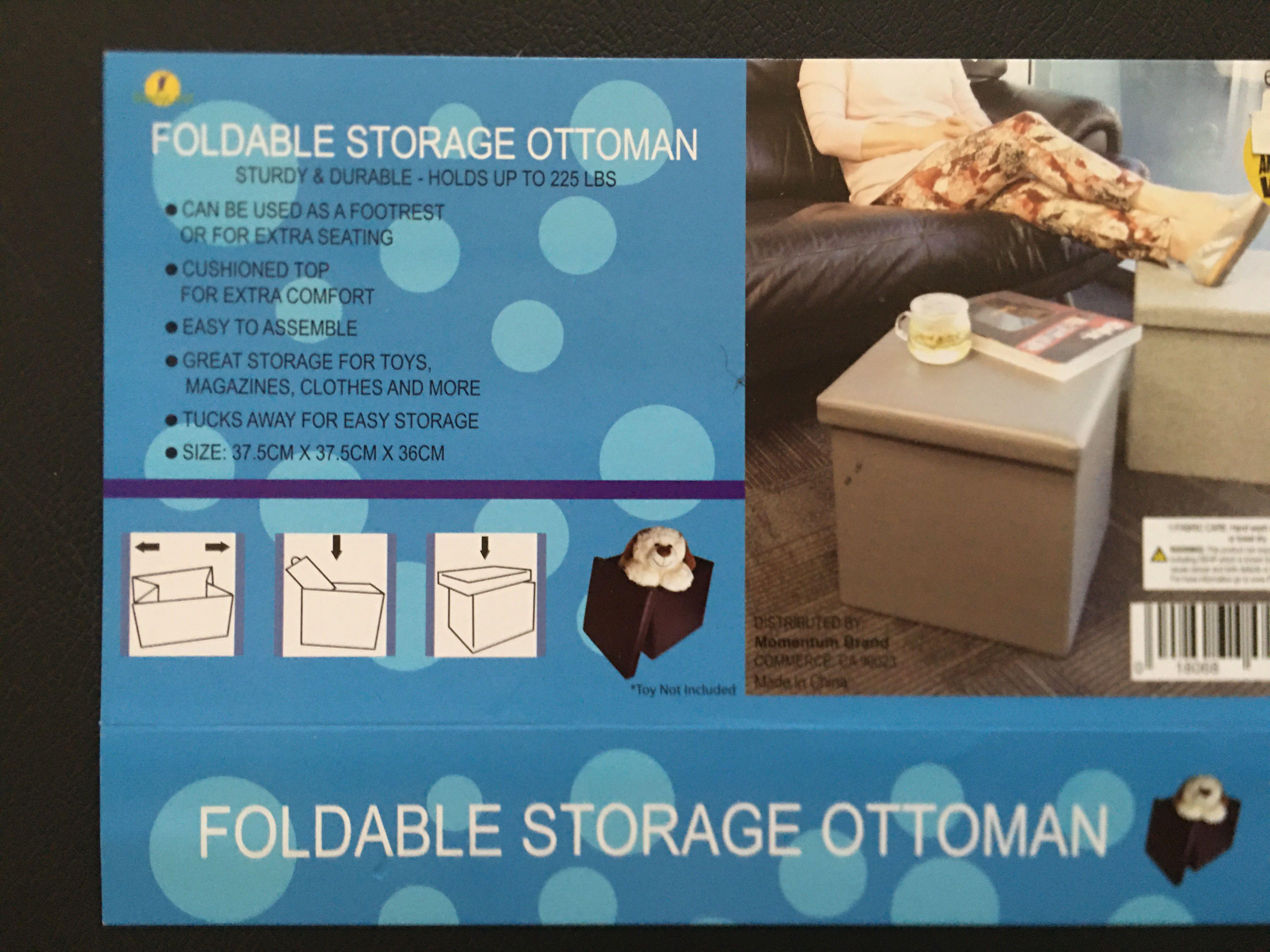 Black Foldable Storage Ottoman US - Used Once (Category: Storage Boxes & Baskets) located in Manila. Submitted by beyondfundraising (Listing ID 1146856240, Image 3). Description: Used Once - US bought Size: 37.5cm x 37.5cm x 36cm Please check pictures to avoid conflict. .