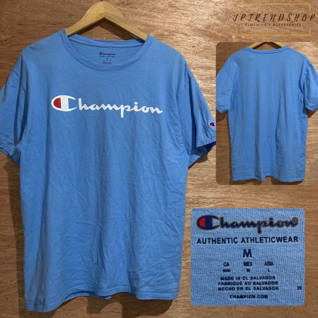 CHAMPION SCRIPT T SHIRT Sky Blue