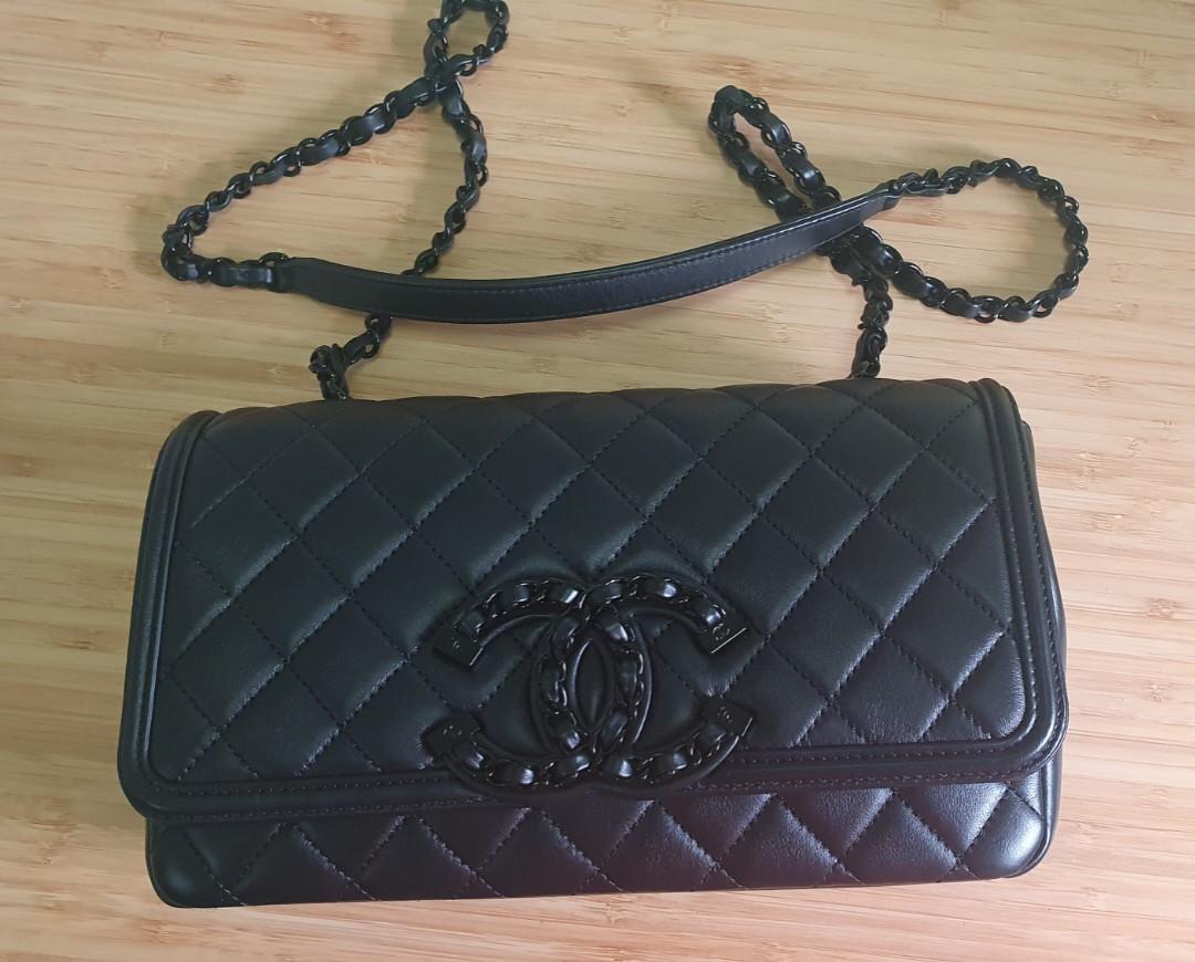Chanel Filigree Flap Bag So Black, Women'S Fashion, Bags & Wallets,  Cross-Body Bags On Carousell