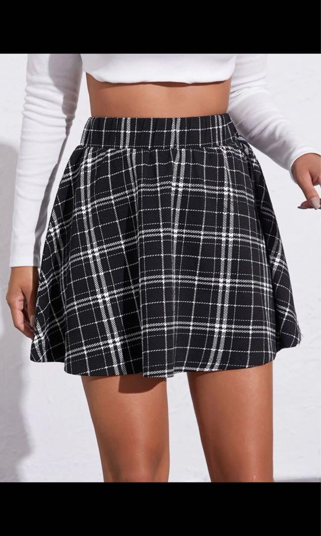 Plaid skirt hotsell elastic waist