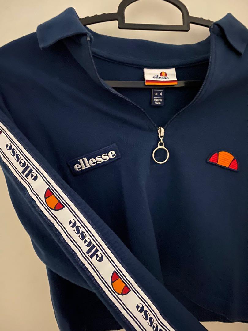Ellesse tape long sleeve crop polo shirt clearance