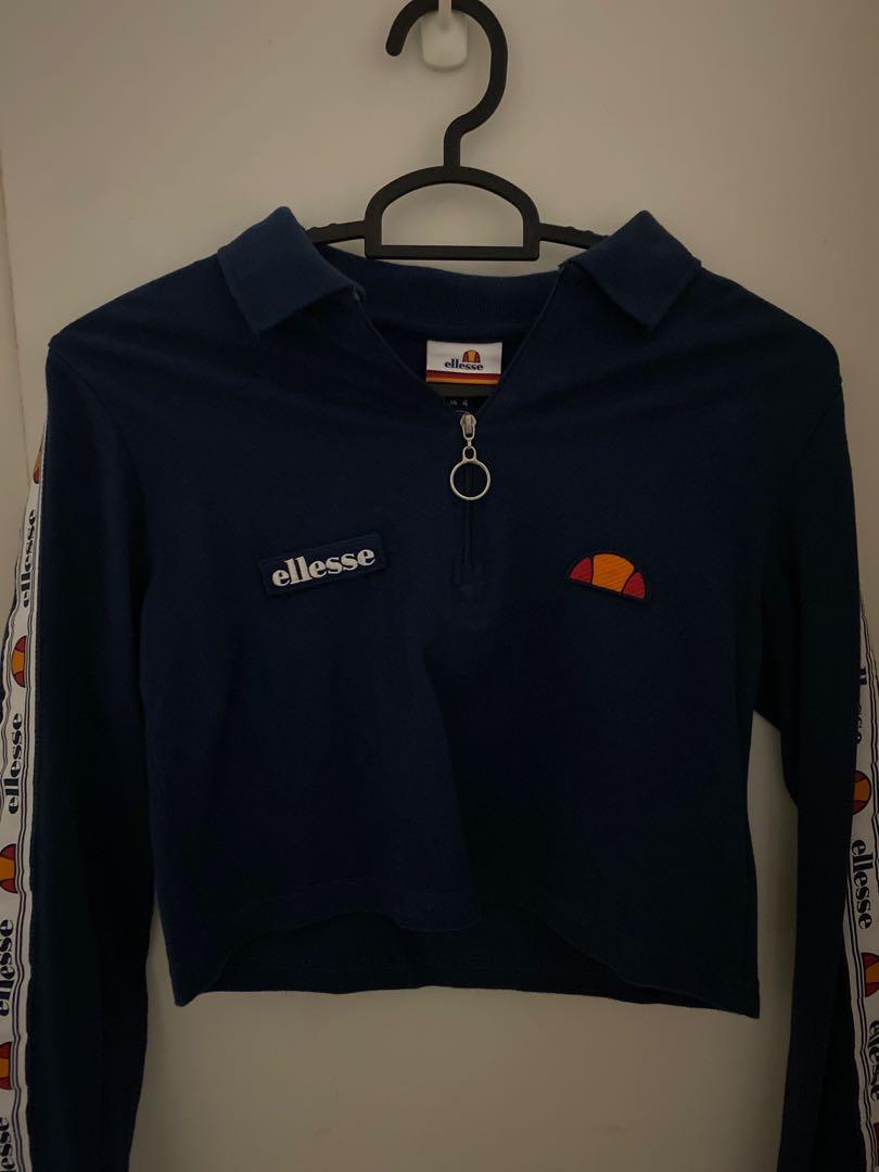 Ellesse tape long sleeve crop polo shirt clearance