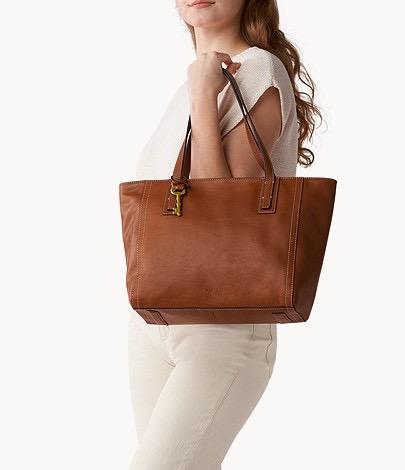 Fossil tote leather clearance