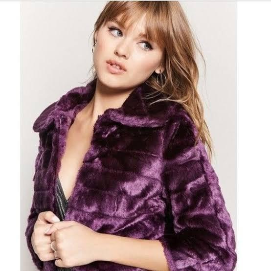 Forever 21 top purple fur jacket