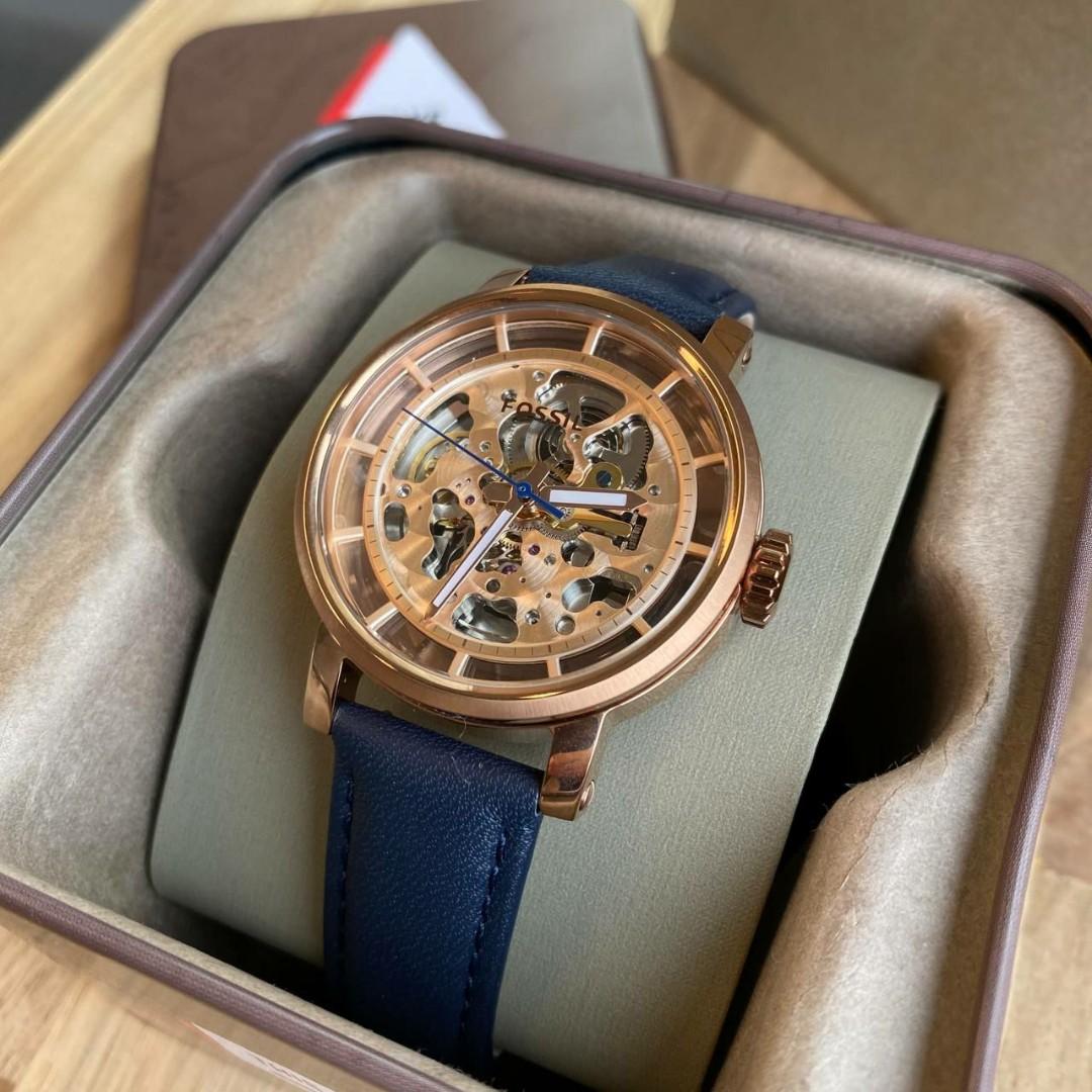 Original boyfriend automatic navy top leather watch