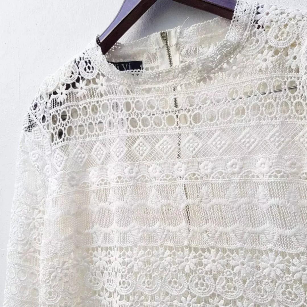 Full Lace Embroidery Blouse, Fesyen 