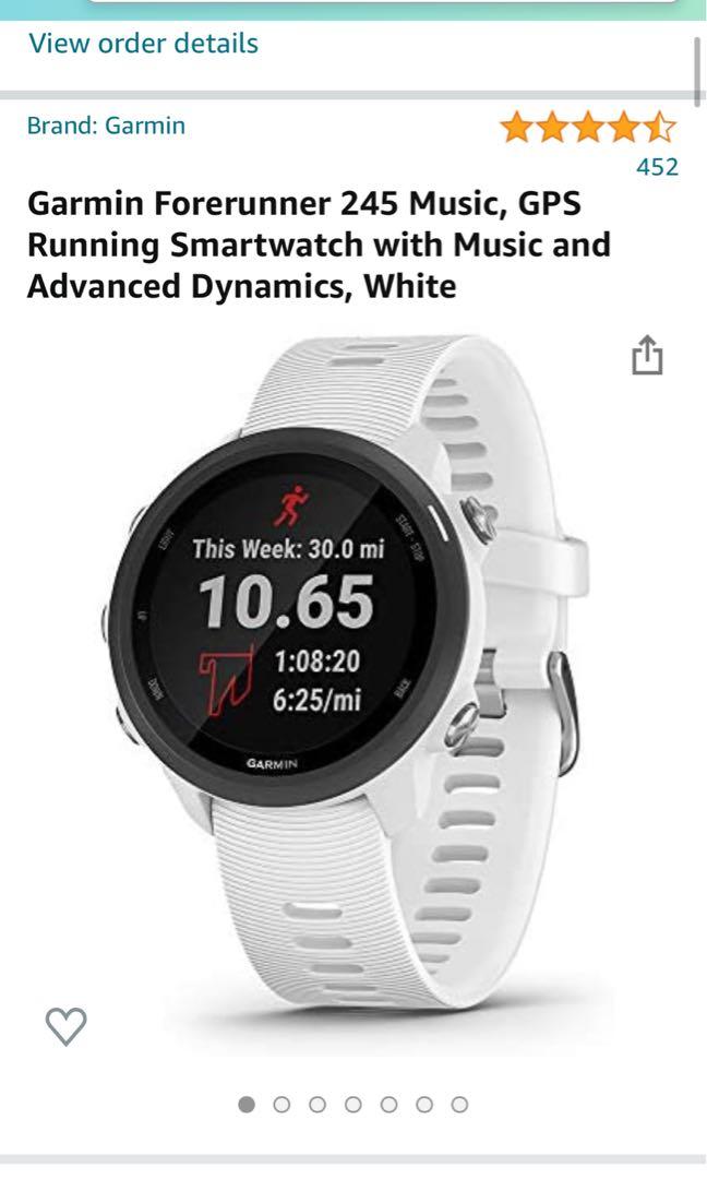 Garmin Forerunner 245 Music GPS Running Smartwatch with Music and Advanced Dynamics White
