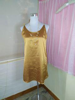 Gold mini satin dress double layered #Sell4Me
