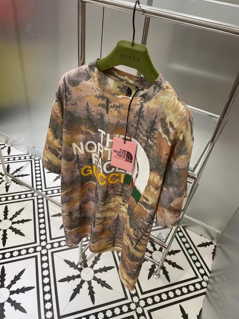 Gucci x TNF Forest T Shirt, Fesyen Pria 