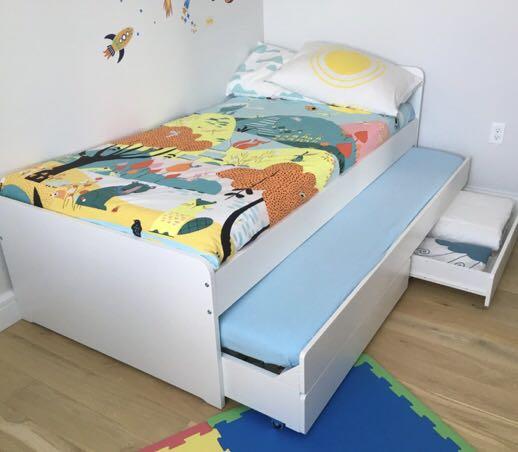 Ikea Slakt twin Bedframe with pullout bed and storage to let go
