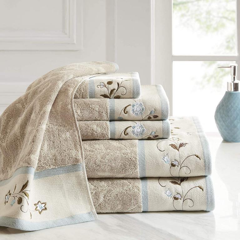 instock Madison Park Serene Floral Embroidered 100 Cotton