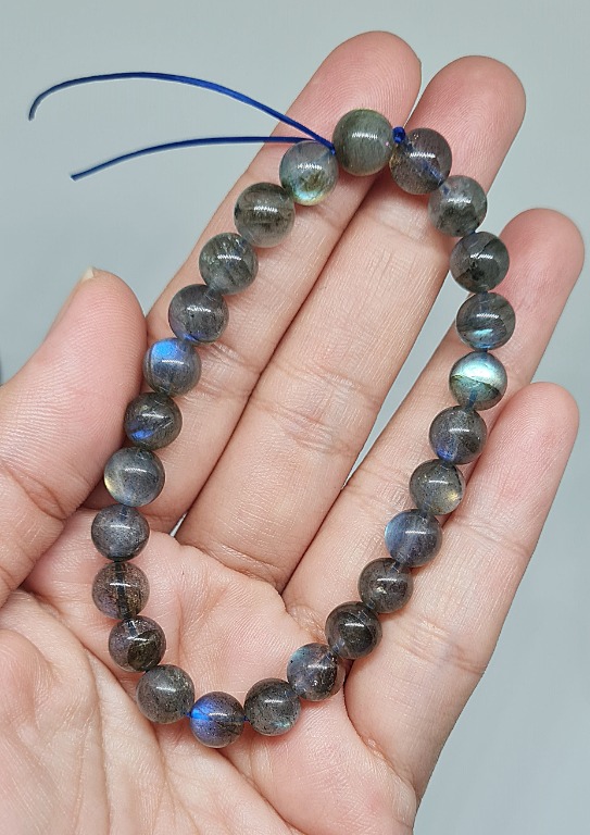 Labradorite Crystal Bracelet 7.5mm strong blue sheen Women s