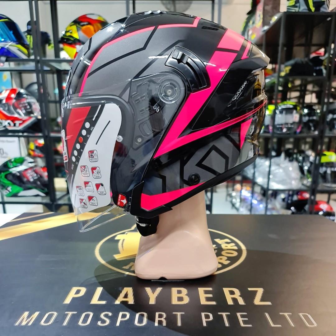 LATEST KYT NFJ MOTION BLACKPINK HELMET, Motorcycles, Motorcycle