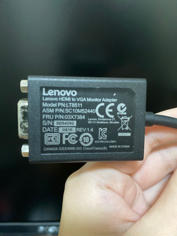 Lenovo HDMI to VGA monitor adapter, Computers & Tech, Parts