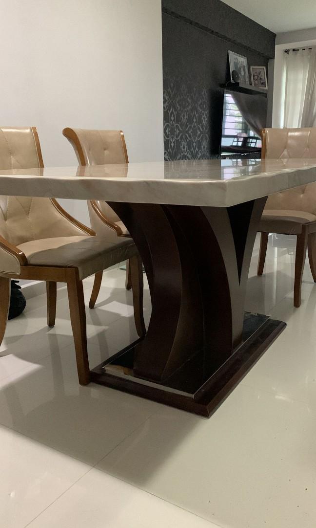 Marble Dining Table with Sofa and Chairs, Furniture & Home Living