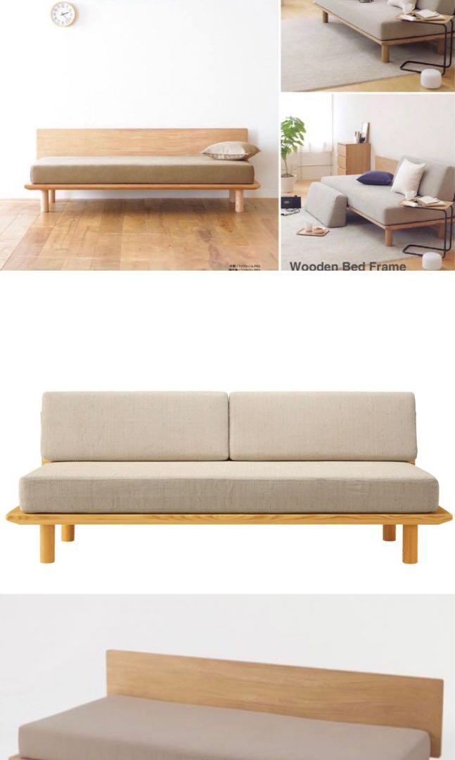 Muji Wooden Sofa bed full set, 傢俬＆家居, 傢俬, 梳化 Carousell
