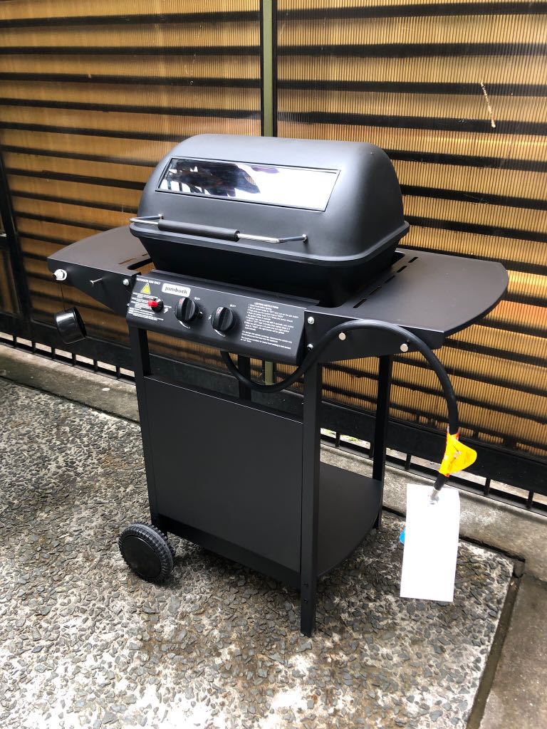 New Jumbuck 2 Burner LPG Gas BBQ Grill With Glass View Window Hood