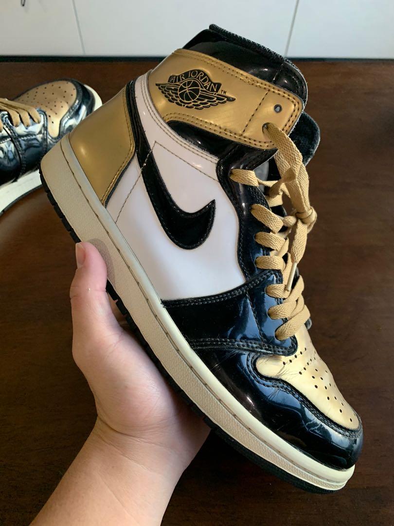 gold toe jordan 1 mid