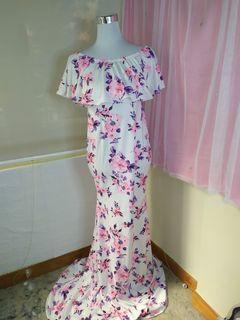OOTD super long cotton white pink floral dress