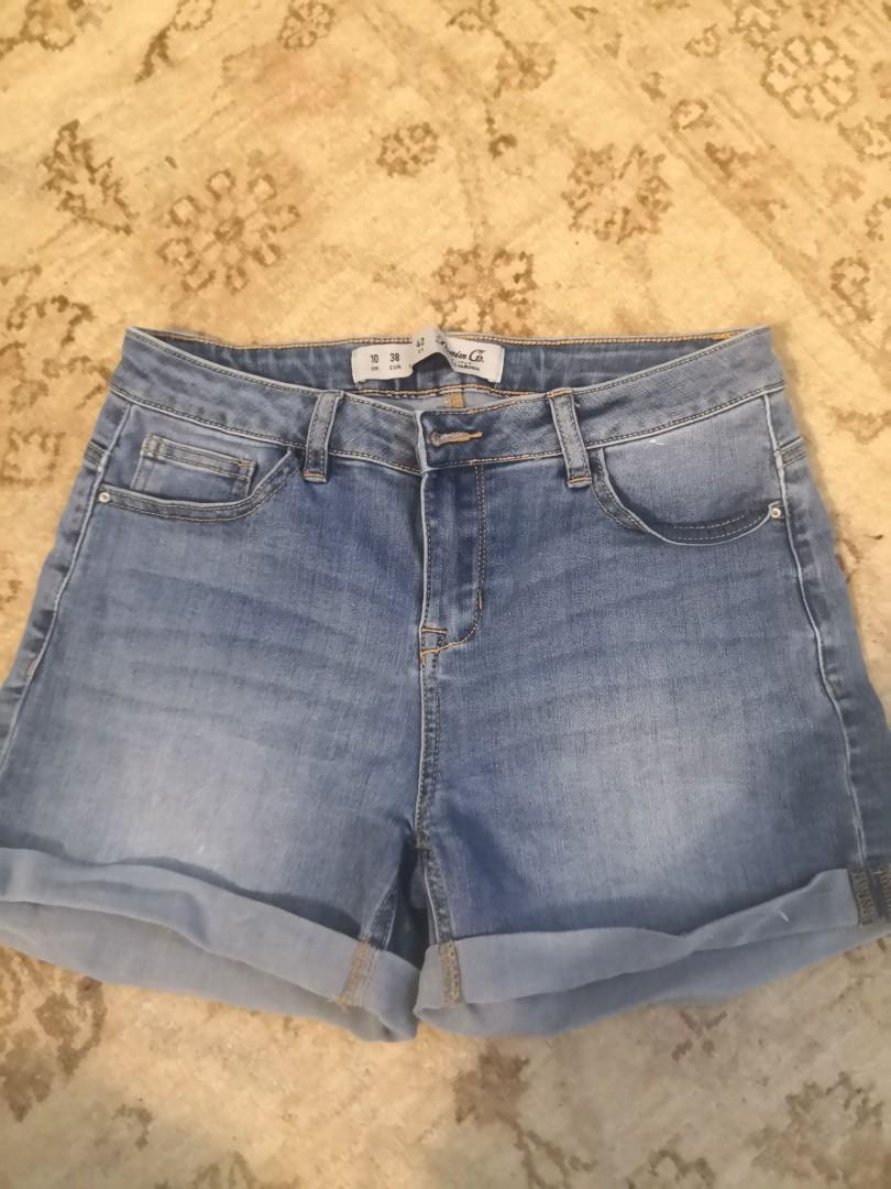 PRIMARK High Waist Light Blue Denim Shorts Size UK10 Women s