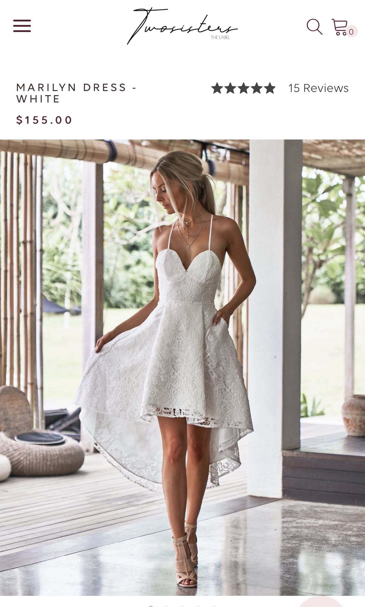 PWS Two Sisters UK6 Marilyn Dress in white with padding ...