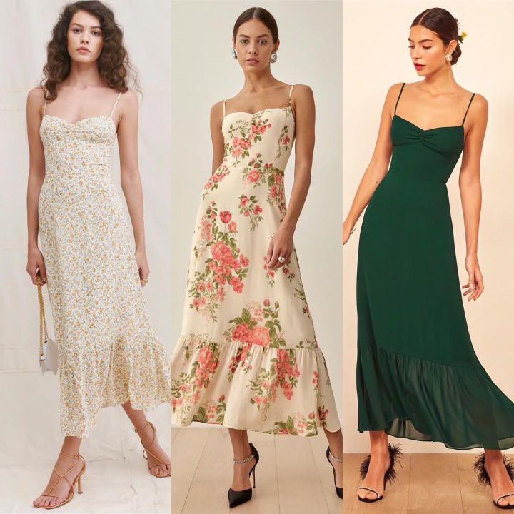 Reformation Emersyn Maxi Dress in Emerald Lima Corsage Authentic