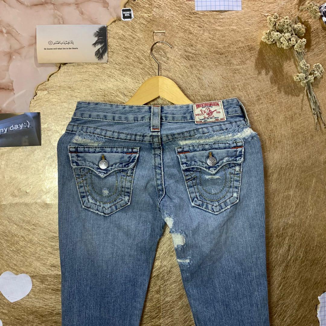 TRUE RELIGION FLARE RIPPED JEANS 