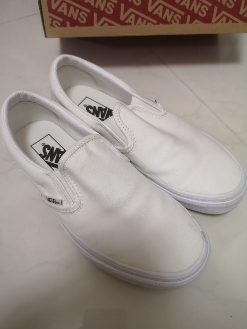 Vans White Slip ons