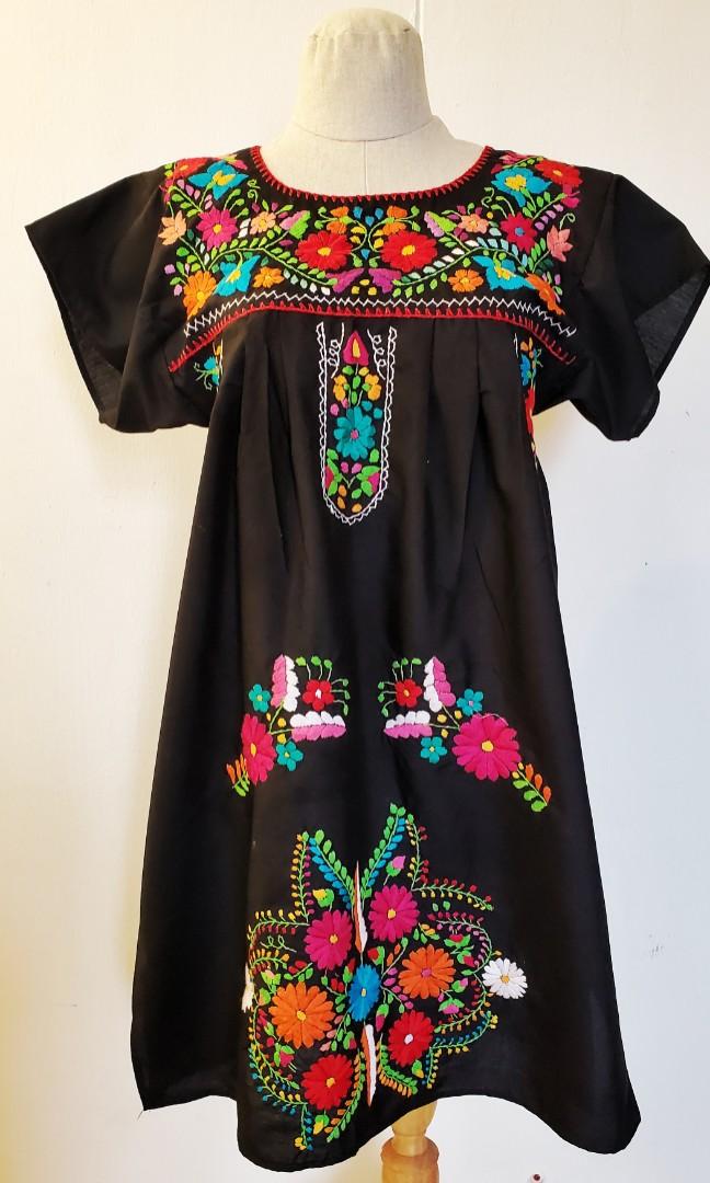 Vintage Ethnic Mexican Huipil Dress - Black, Women's Fashion, Dresses &  Sets, Traditional & Ethnic wear on Carousell