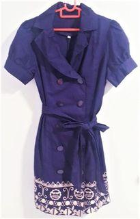 SALE! Wanko Double Breasted Short Sleeves Knee Length Dress Jacket - Purple
